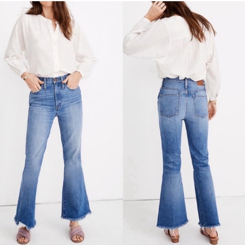 Madewell High Rise Rigid Flare Jeans - 27 Raw Hem